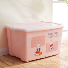 Pink Cartoon Plastic Storage Container Box for Household Storage